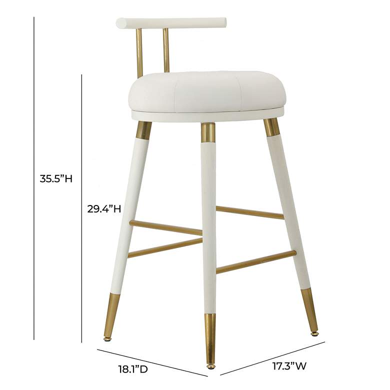 Image 5 TOV Juniper 29 1/2" White Vegan Leather Modern Bar Stool more views