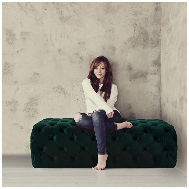 Image 2 TOV Kaylee 51 1/4" Wide Modern Jumbo Tufted Green Velvet Ottoman more views