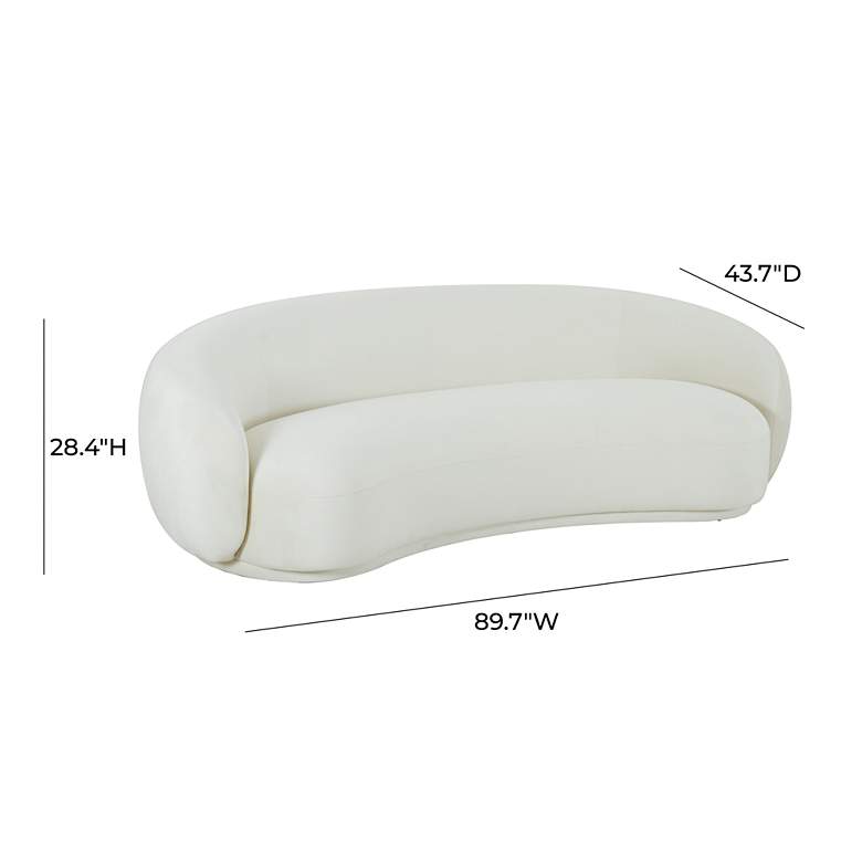 Image 5 TOV Kendall 89 3/4" Wide Modern Cream Velvet Curved Sofa more views