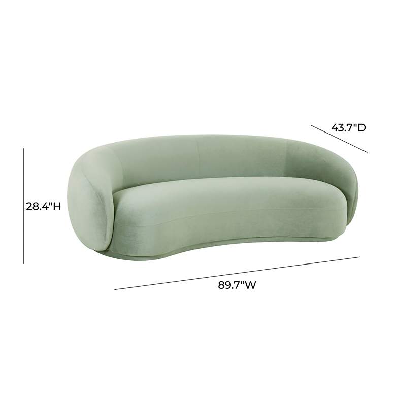 Image 5 TOV Kendall 89 3/4" Wide Moss Green Velvet Modern Curved Sofa more views