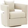 2_TOV Kennedy 30" Wide Cream Velvet Fabric Modern Swivel Chair