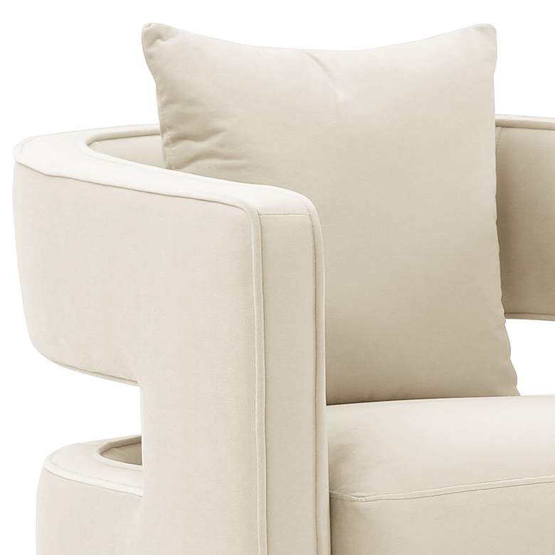 Image 3 TOV Kennedy 30" Wide Cream Velvet Fabric Modern Swivel Chair more views
