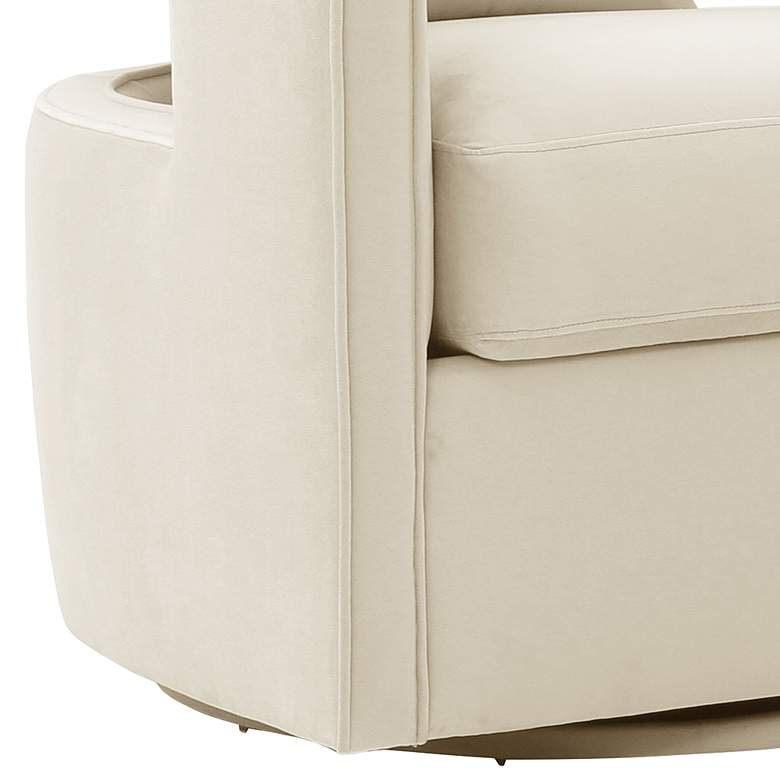 Image 4 TOV Kennedy 30" Wide Cream Velvet Fabric Modern Swivel Chair more views