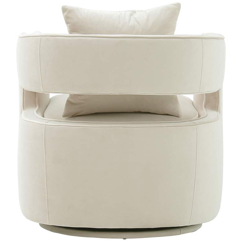 Image 7 TOV Kennedy 30" Wide Cream Velvet Fabric Modern Swivel Chair more views