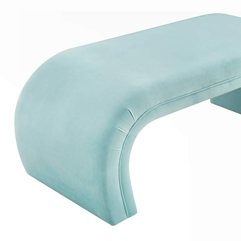 Image 4 TOV Kenya 48 3/4" Modern Bright Blue Velvet Waterfall Style Bench more views