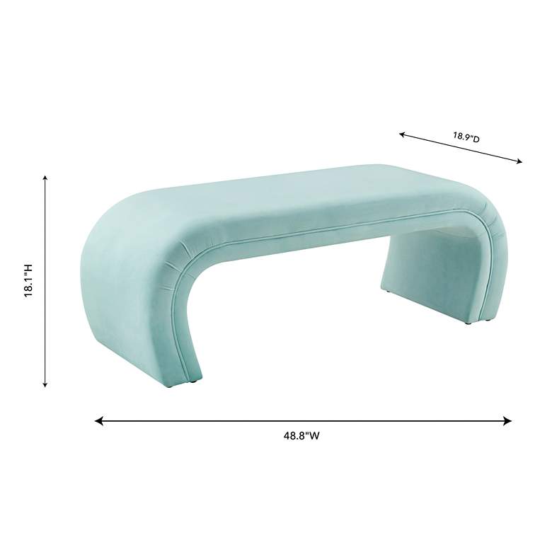 Image 5 TOV Kenya 48 3/4" Modern Bright Blue Velvet Waterfall Style Bench more views