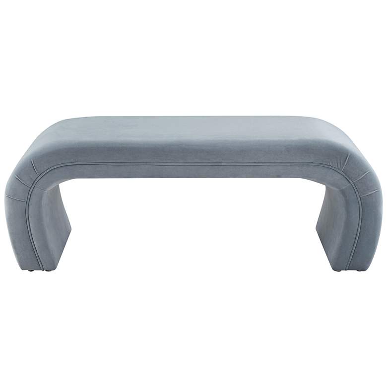 Image 3 TOV Kenya 48 3/4" Wide Sea Blue Velvet Waterfall Style Modern Bench more views