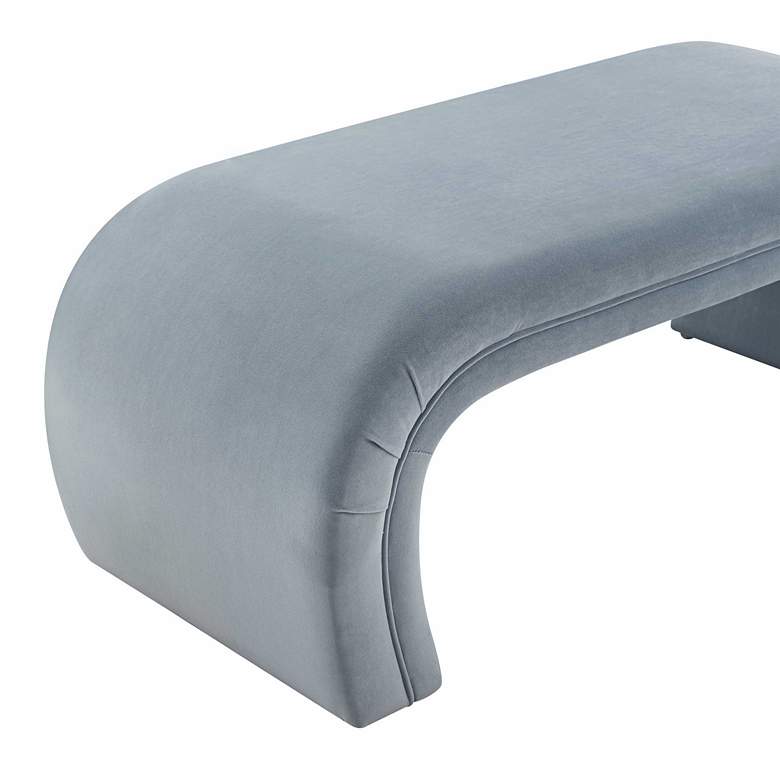 Image 4 TOV Kenya 48 3/4" Wide Sea Blue Velvet Waterfall Style Modern Bench more views