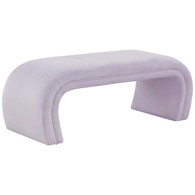 Image 2 TOV Kenya 48" Wide Modern Purple Lavender Velvet Fabric Rocks Bench