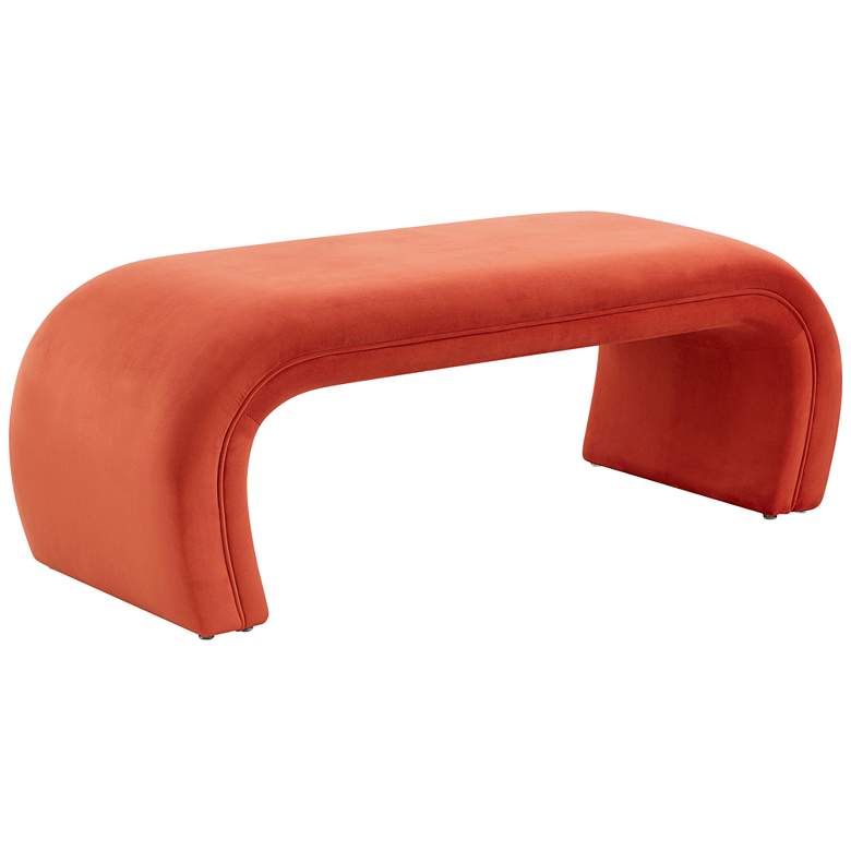 Image 1 TOV Kenya 48" Wide Red Velvet Fabric Modern Bench