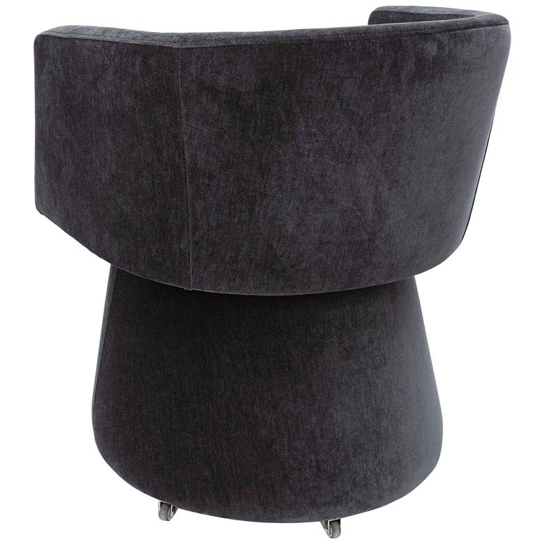 Image 4 TOV Kristen 24" Wide Black Upcycled Chenille Fabric Rolling Desk Chair more views