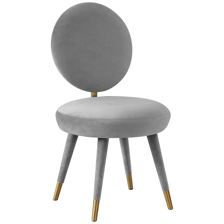 Image 2 TOV Kylie 21" Wide Light Gray Velvet Fabric Modern Dining Chair