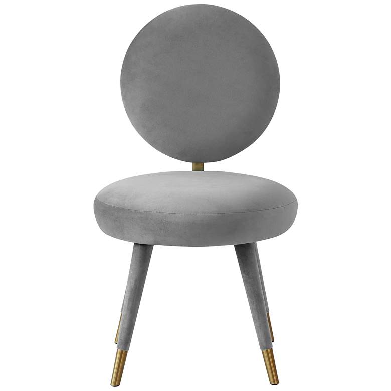 Image 7 TOV Kylie 21" Wide Light Gray Velvet Fabric Modern Dining Chair more views