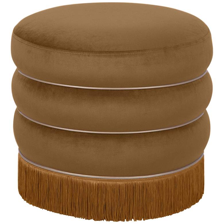 Image 1 TOV Lakka 17 1/4" Wide Round Modern Chocolate Velvet Ottoman