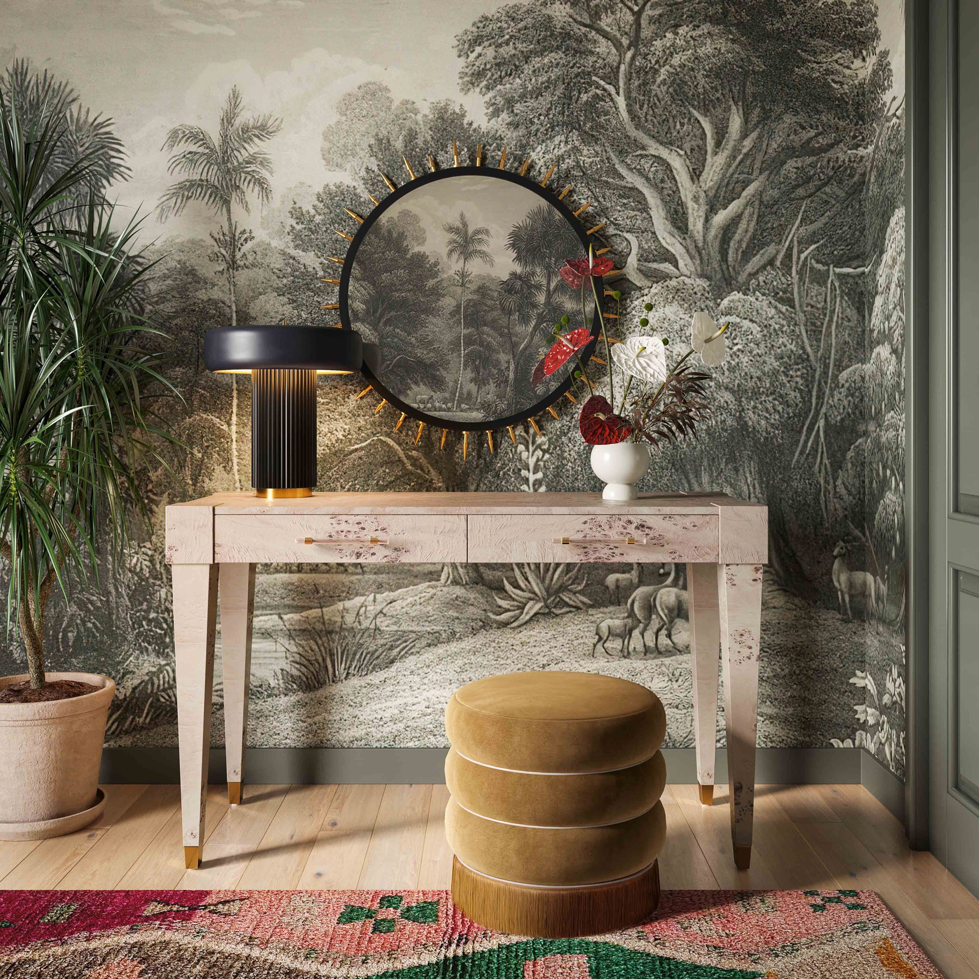 TOV Lakka 17 1/4" Wide Round Modern Chocolate Velvet Ottoman