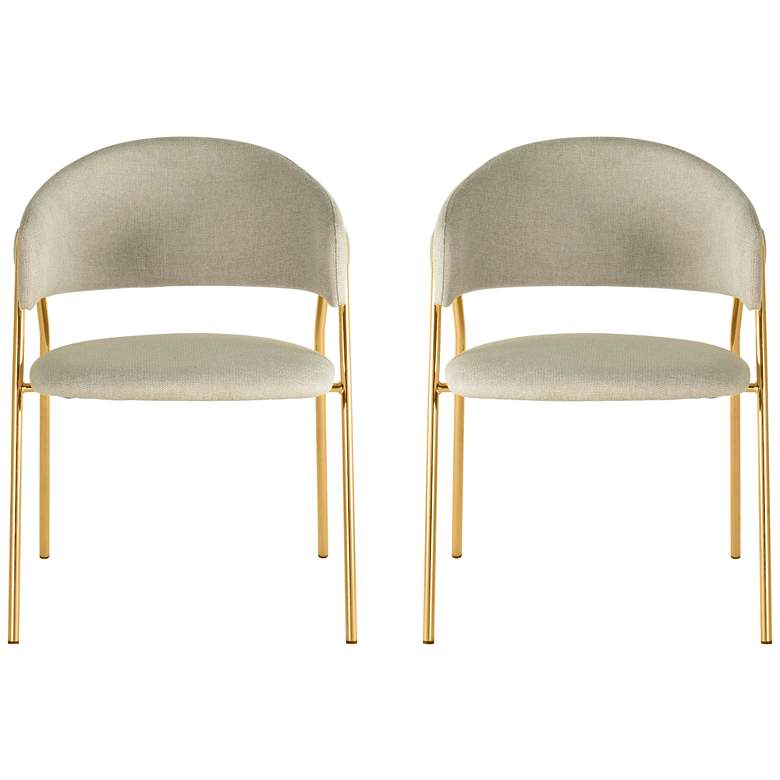 Image 2 TOV Lara Cream Fabric Modern Dining Chairs Set of 2