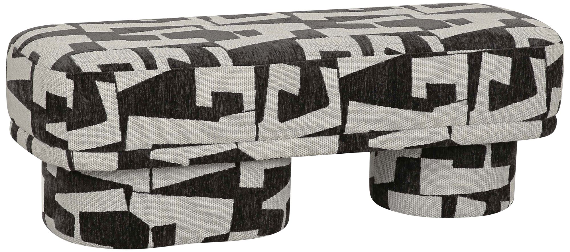 Image 6 TOV Lena 47 1/4" Wide Black and White Jacquard Rectangular Bench more views