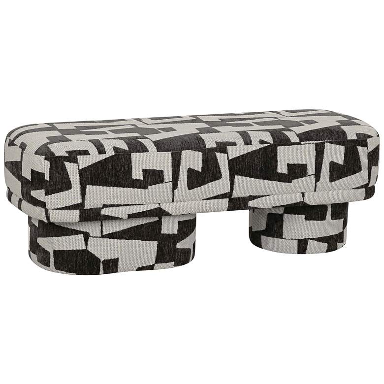 Image 6 TOV Lena 47 1/4" Wide Black and White Jacquard Rectangular Bench more views