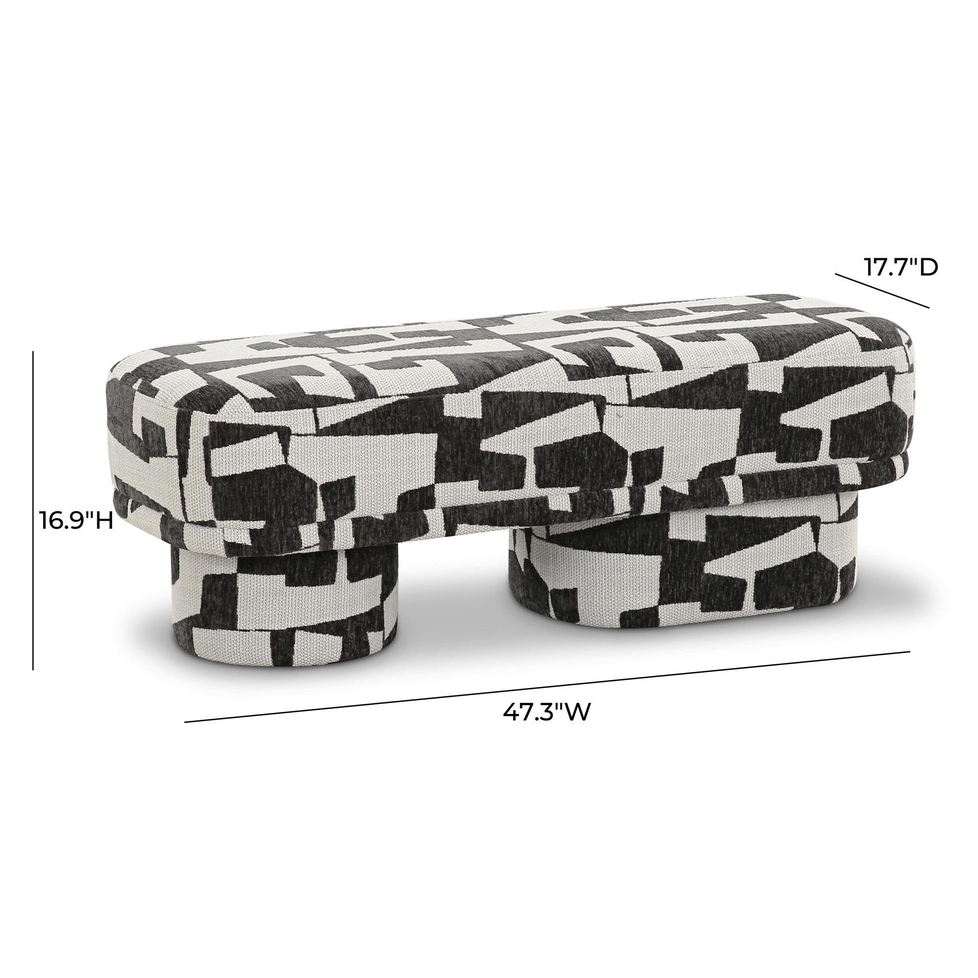 Image 7 TOV Lena 47 1/4" Wide Black and White Jacquard Rectangular Bench more views