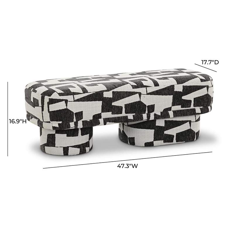 Image 7 TOV Lena 47 1/4" Wide Black and White Jacquard Rectangular Bench more views