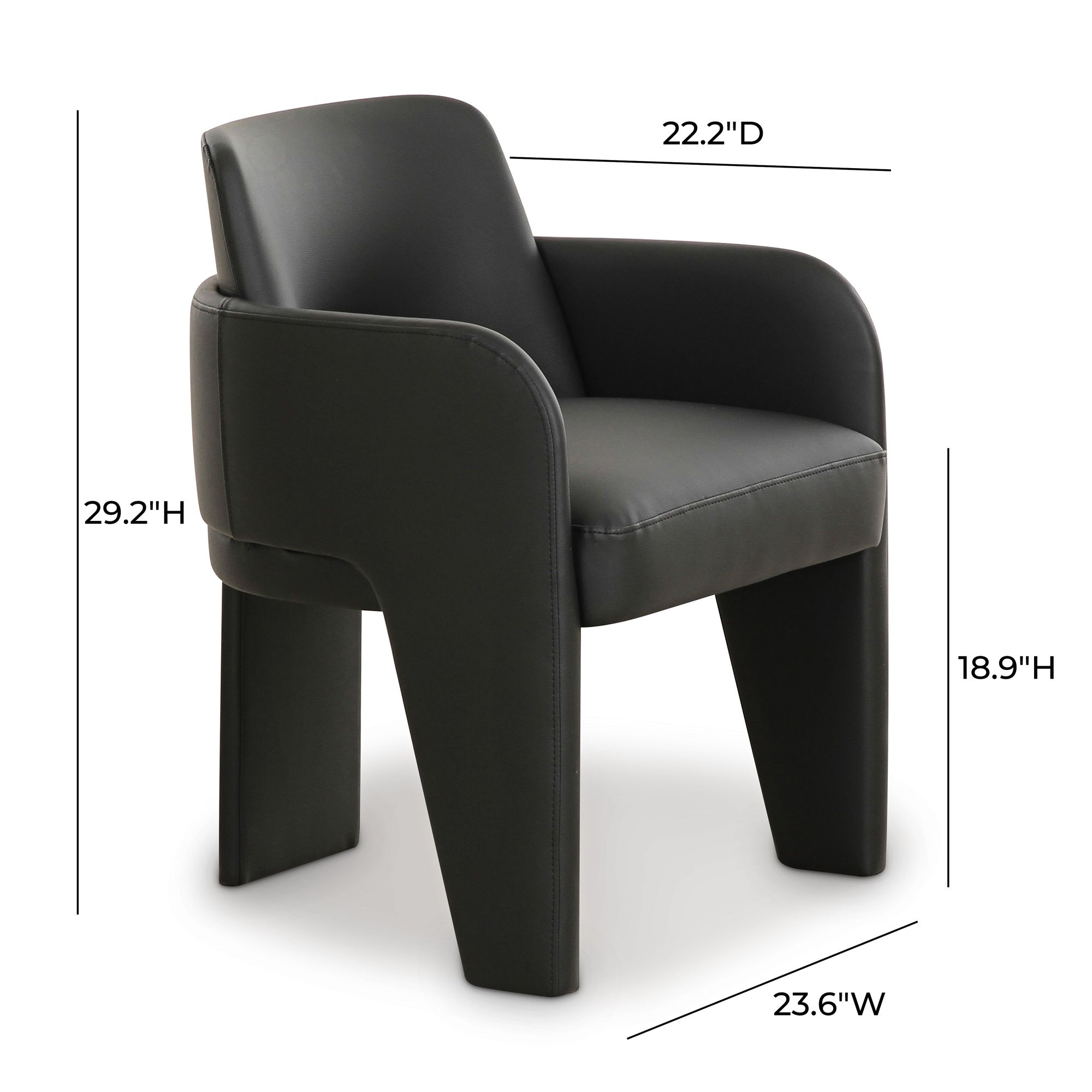 Image 5 TOV Leo Black 23 1/2" Wide Performance Vegan Leather Dining Chair more views