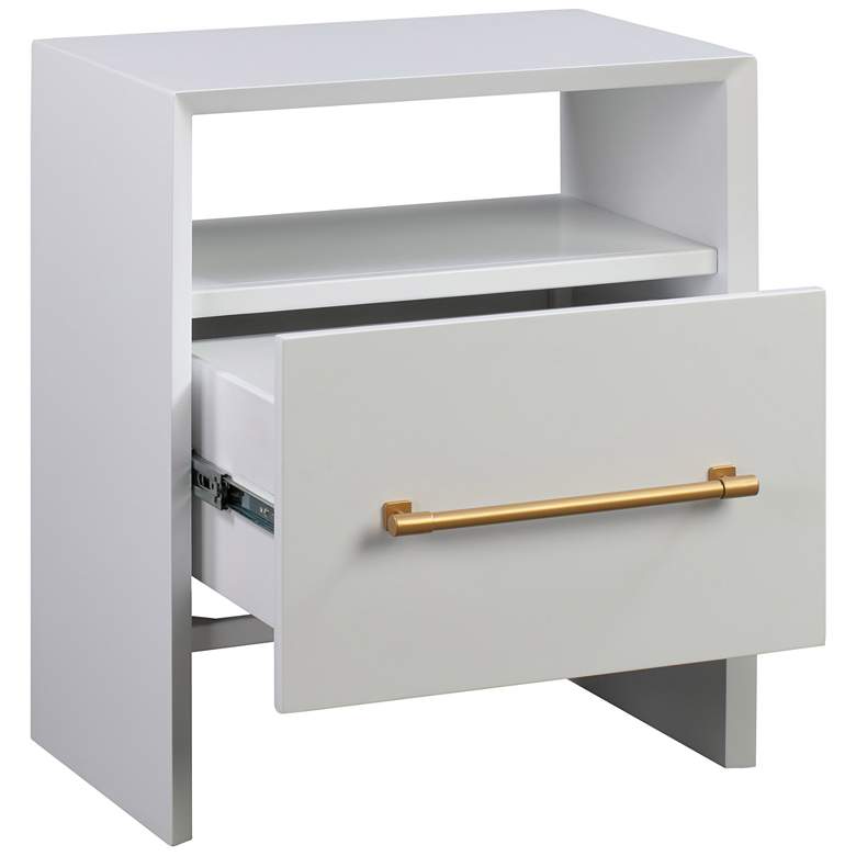 Image 2 TOV Libre 23" Wide White Wood 1-Drawer 1-Shelf Nightstands Set of 2 more views
