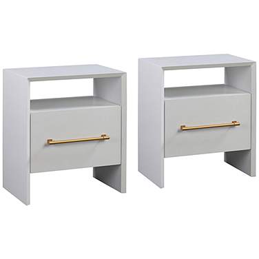 TOV Libre 23" Wide White Wood 1-Drawer 1-Shelf Nightstands Set of 2