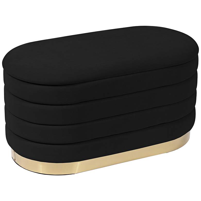 Image 1 TOV Lillian 31 1/2" Wide Black Channel-Tufted Storage Bench