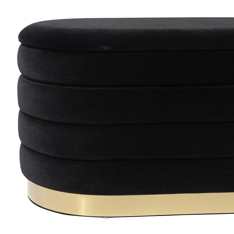 Image 2 TOV Lillian 31 1/2" Wide Black Channel-Tufted Storage Bench more views