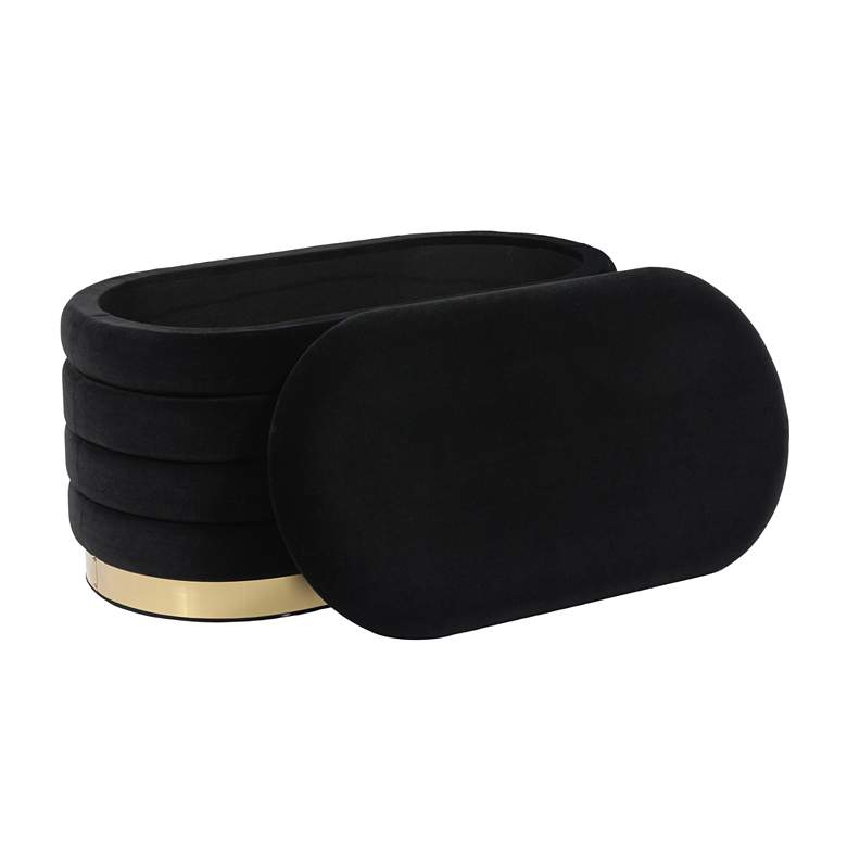 Image 3 TOV Lillian 31 1/2" Wide Black Channel-Tufted Storage Bench more views