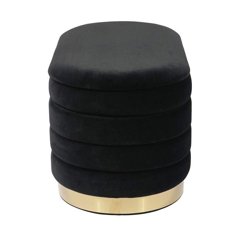 Image 4 TOV Lillian 31 1/2" Wide Black Channel-Tufted Storage Bench more views