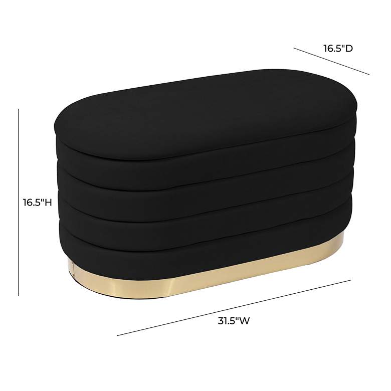 Image 7 TOV Lillian 31 1/2" Wide Black Channel-Tufted Storage Bench more views