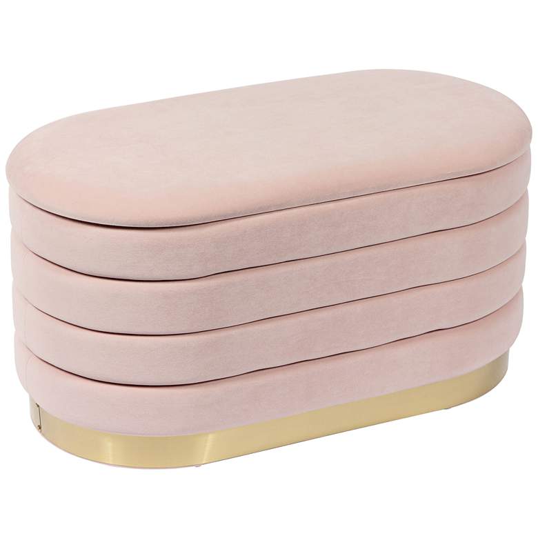 Image 1 TOV Lillian 31 1/2" Wide Blush Pink Channel-Tufted Storage Bench