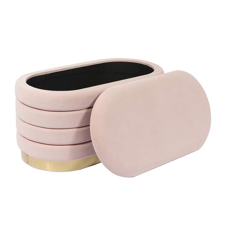 Image 3 TOV Lillian 31 1/2" Wide Blush Pink Channel-Tufted Storage Bench more views
