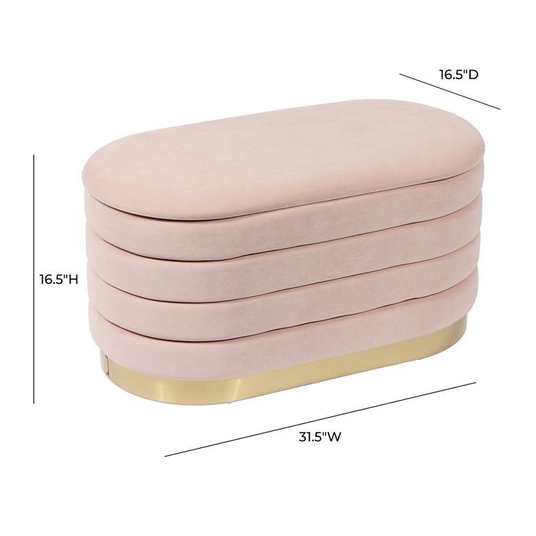 Image 7 TOV Lillian 31 1/2" Wide Blush Pink Channel-Tufted Storage Bench more views