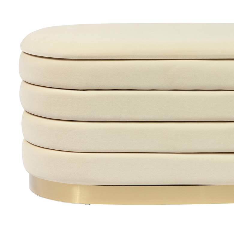 Image 2 TOV Lillian 31 1/2" Wide Cream Channel-Tufted Modern Storage Bench more views
