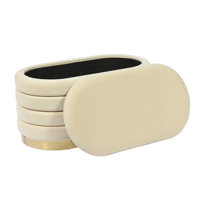 Image 3 TOV Lillian 31 1/2" Wide Cream Channel-Tufted Modern Storage Bench more views