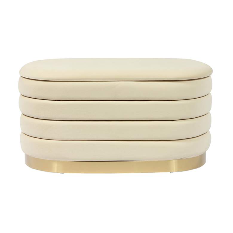 Image 6 TOV Lillian 31 1/2" Wide Cream Channel-Tufted Modern Storage Bench more views