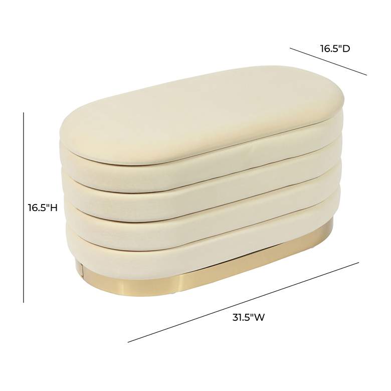 Image 7 TOV Lillian 31 1/2" Wide Cream Channel-Tufted Modern Storage Bench more views