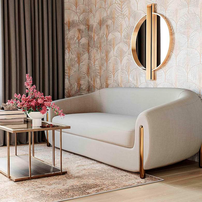 Image 1 TOV Lina 93" Wide Gray Linen Fabric Modern Sofa