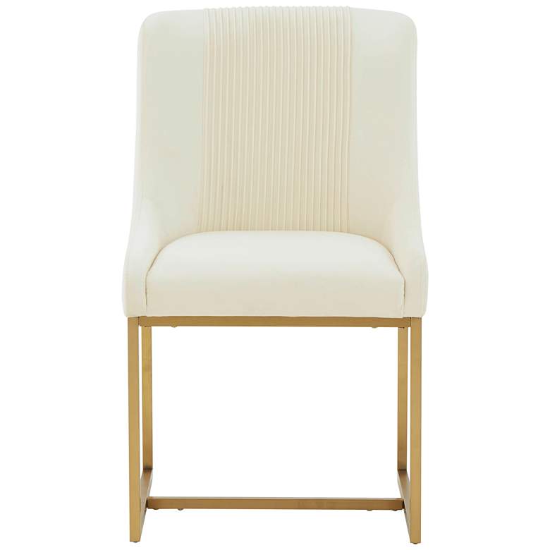 Image 3 TOV Lisa 20 1/2" Cream White Pleated Velvet Fabric Modern Dining Chair more views