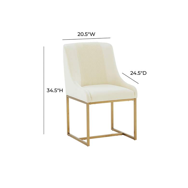 Image 6 TOV Lisa 20 1/2" Cream White Pleated Velvet Fabric Modern Dining Chair more views