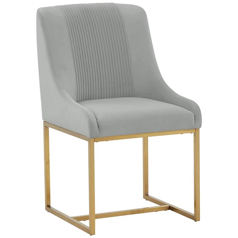 Image 1 TOV Lisa 20 1/2" Wide Gray Pleated Velvet Dining Chair