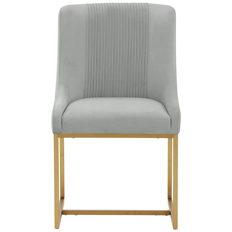 Image 3 TOV Lisa 20 1/2" Wide Gray Pleated Velvet Dining Chair more views