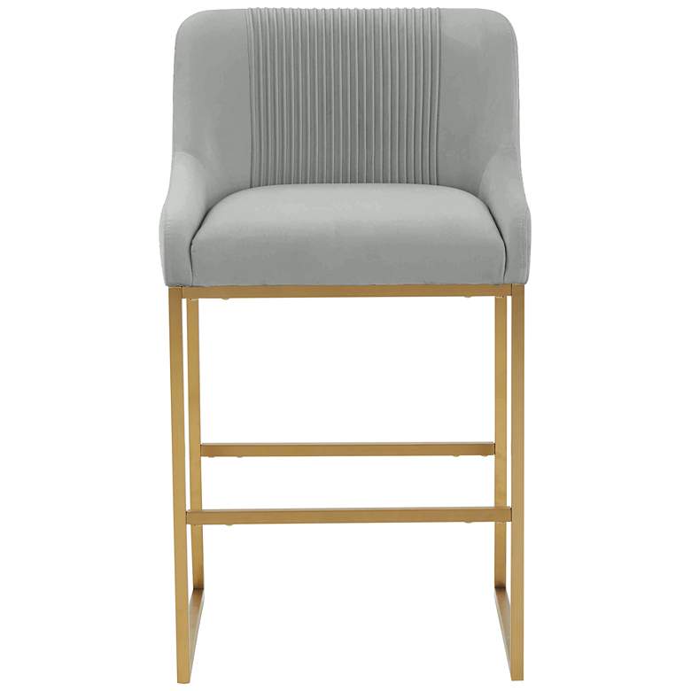 Image 3 TOV Lisa 26 1/4" Gray Pleated Velvet Modern Counter Stool more views