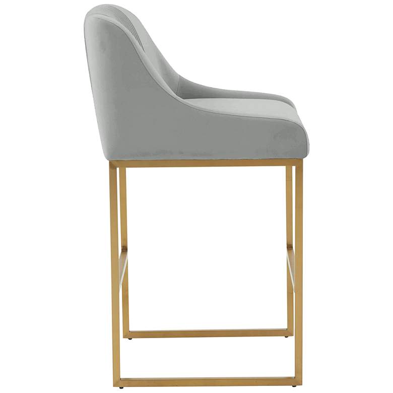Image 4 TOV Lisa 26 1/4" Gray Pleated Velvet Modern Counter Stool more views