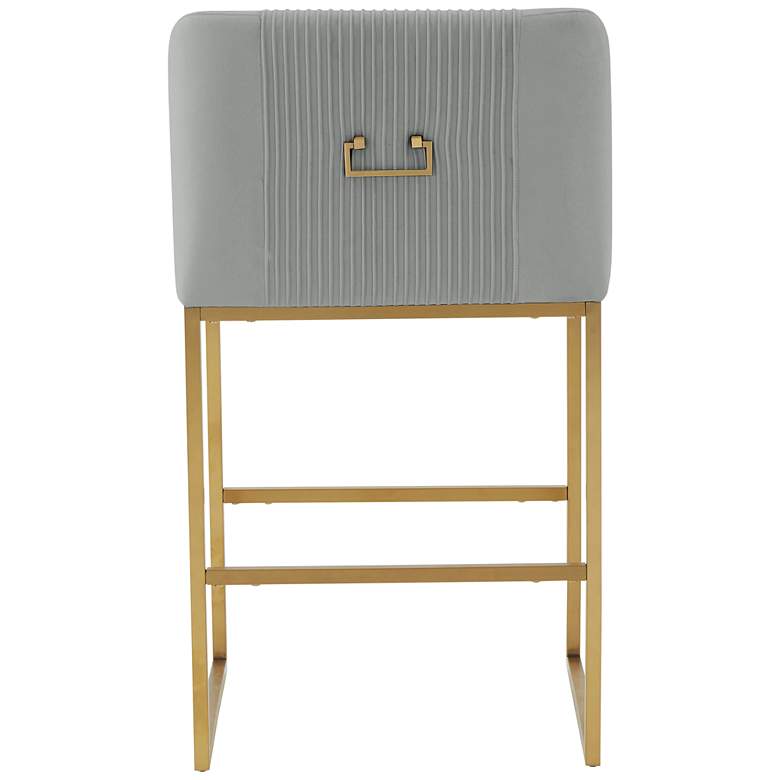 Image 5 TOV Lisa 26 1/4" Gray Pleated Velvet Modern Counter Stool more views