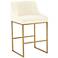 TOV Lisa 26 1/4" Modern Cream Pleated Velvet Counter Stool