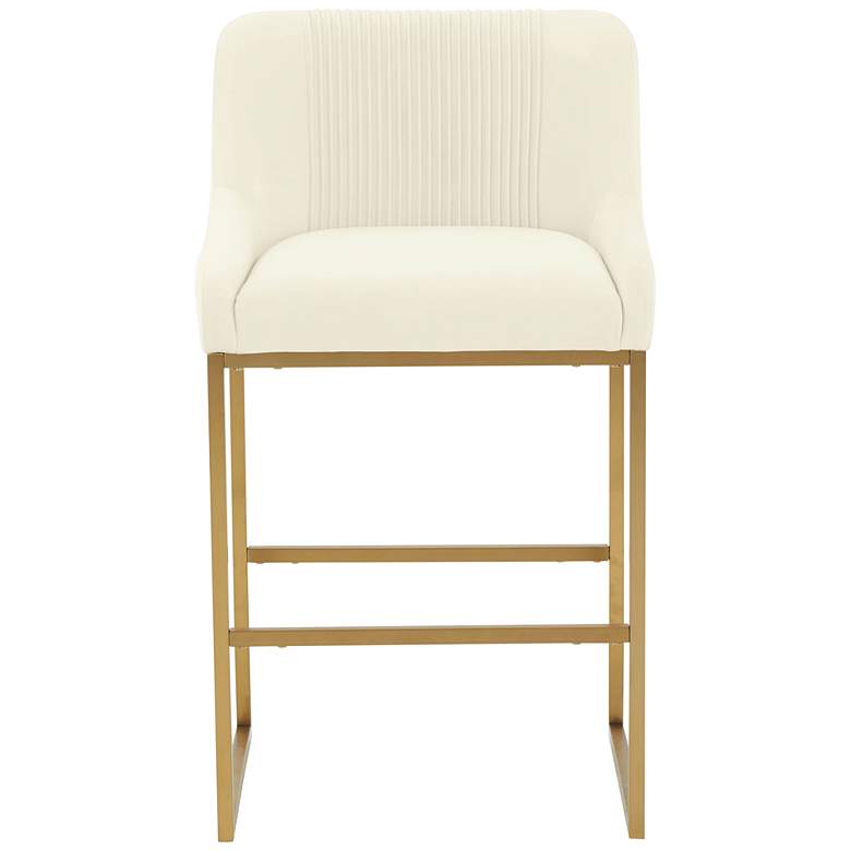 Image 3 TOV Lisa 26 1/4" Modern Cream Pleated Velvet Counter Stool more views