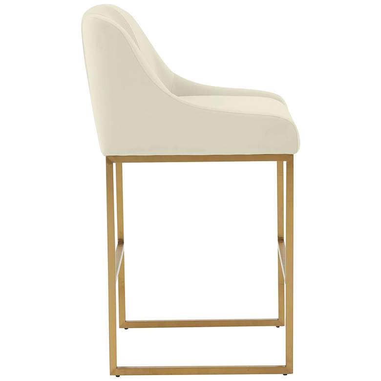 Image 4 TOV Lisa 26 1/4" Modern Cream Pleated Velvet Counter Stool more views
